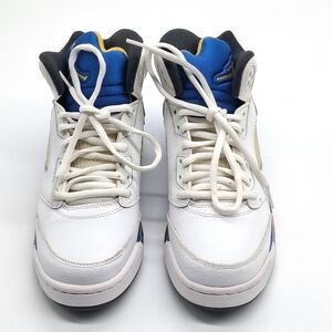 Air Jordan 5 “Laney” White Blue Yellow Sneakers Boys 6.5Y Women Sz 8.
